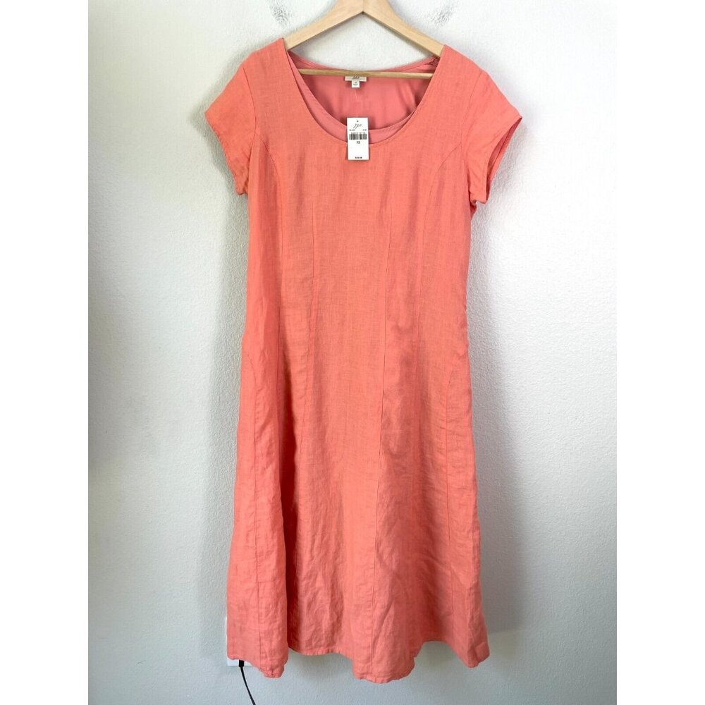 J. Jill Pink Casual Midi Sundress with Scoop Neck